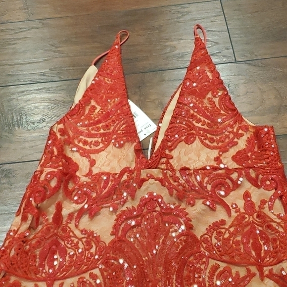 NWT Free People Womens Sequin Red Dress sz 8=M - Picture 10 of 11